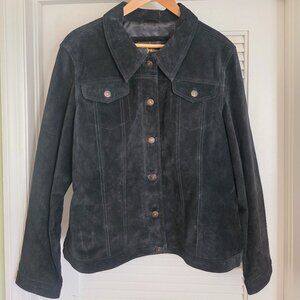 Fabio 1990s Suede Cropped Womens Jacket Black Classic Western Trucker